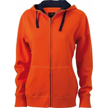 Dámská mikina James Nicholson JN 962 Dámská mikina s kapucí dark orange/navy L 020962j1603