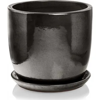 Květináč Květináč keramika šedá Polnix 20 cm x 23 x 20 cm