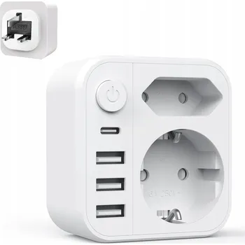 CESTOVNÍ ADAPTÉR EU do UK NABÍJEČKA TYP G Adaptér do zásuvky 3USB+1USB C