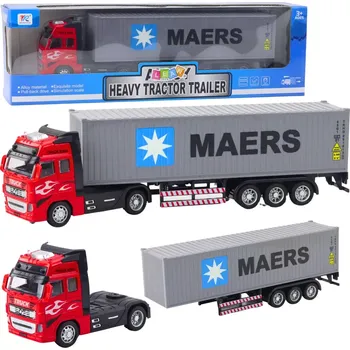 autíčko Kontejnerový náklaďák s pull-back pohonem, otevírací dveře, červeno-šedý