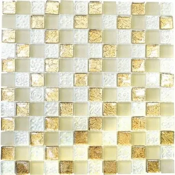 Obraz SKLENĚNÁ MOZAIKA, ZLATÁ A BÍLÁ 8MM