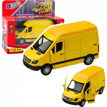 autíčko Kovová dodávka 1:32 s natahovacím pohonem, světly a zvuky – žlutá