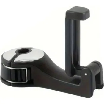 Držák do auta na opěrku hlavy otočný háček a stojánek na telefon univerzální plast ABS černý s barevným kolečkem praktické použití stříbrná