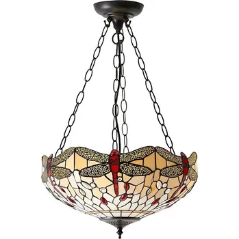 Endon 70759 - Lustr na řetězu Tiffany DRAGONFLY 3xE27/60W/230V pr. 41 cm