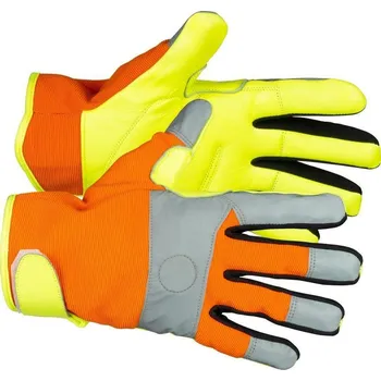 Pracovní rukavice Strend Pro Caveron High Vision pracovní rukavice textil/kůže s reflexními prvky, velikost 9/L