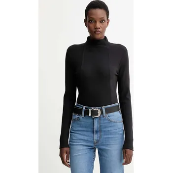 Pánské tričko Tričko s dlouhým rukávem G-Star A line slim rib mock černá barva, s pologolfem, D26905-E136 D26905.E136 99X, vel. XXS