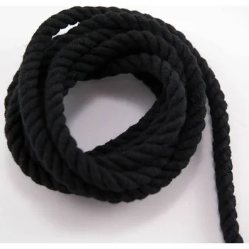 Příze Točená šňůra - bavlněná - černá - průměr 0,6 cm