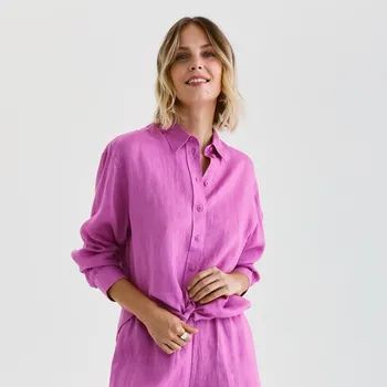 Pánská košile Reserved - Lněná košile - orchidejová - 552EI-40X - 552EI-40X-XL