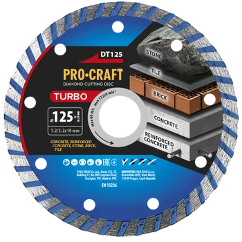 Řezný kotouč Diamantový řezný kotouč Turbo Procraft DT125