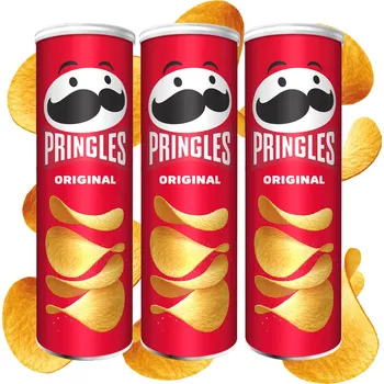 Chips Sada Bramborové chipsy s přírodní příchutí Pringles Original 3x165g