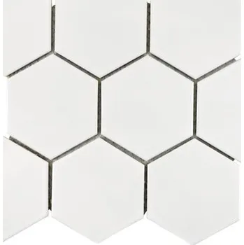 Obklad KERAMICKÁ MOZAIKA BÍLÁ HEXAGON, ŠESTIHRANNÁ bílá