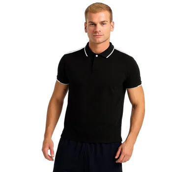 Zdravotnický oděv Pánská elegantní černá polo košile s bílými vsadkami (XXL)