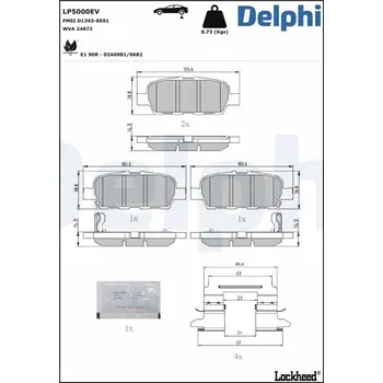 Brzdová destička DELPHI LP5000EV Sada brzdových destiček, kotoučová brzda (LP5000EV)
