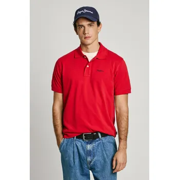 Pánské tričko Pepe Jeans Pánské tričko ESSENTIAL POLO CONTRAST LOGO Barva: červená, Velikost: M