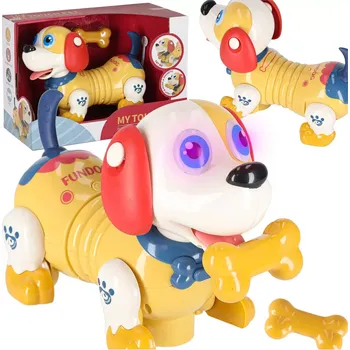 Hračka pro nejmenší interaktivní pejsek s kostí na dotyk a světla