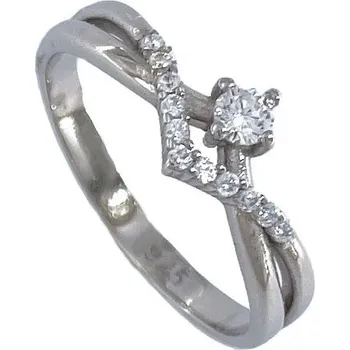 Prsten BASSANO COLLECTION CZ s.r.o. Stříbrný prsten špičky se zirkony 64 mm