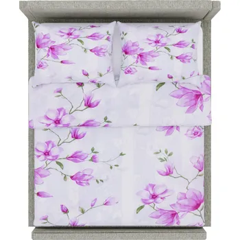 Povlečení Tegatex Povlečení bavlna - fialová magnólie 70*90 cm, 140*200 cm