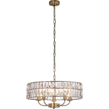 Endon 106244 - Lustr na řetězu CLIFTON 5xE14/6W/230V pr. 50,5 cm mosaz/čirá