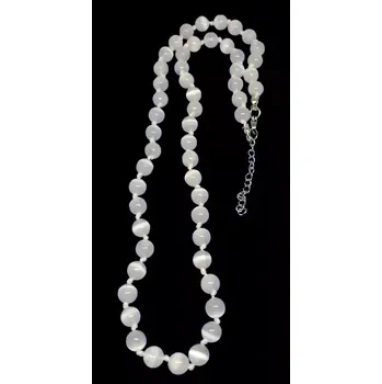 Náhrdelník Selenitový náhrdelník 6 mm s ocelí