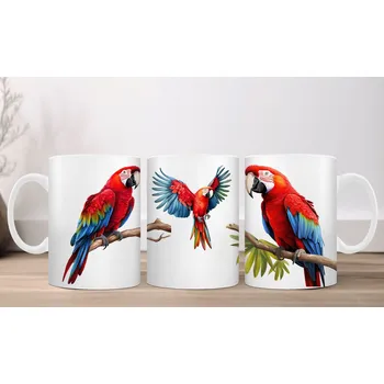 Hrnek 330ml, PAPOUŠEK ČERVENÝ, cena za 1 ks