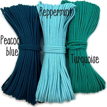 Příze VEĽKÁvlna VEL'KÁ vlna šňůry na šití 6mm Mentolka