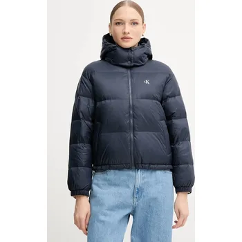 Péřová bunda Calvin Klein Jeans tmavomodrá barva, zimní, oversize, LV047D501G 59X, vel. S