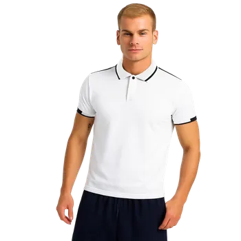 Zdravotnický oděv Pánská elegantní bílá polo košile s černými vsadkami (L)