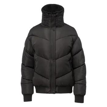 Dámská bunda Dámská Zimní prošívaná bunda GUESS DORA DETACHABLE KNIT-COLLAR PUFFER V5BL06W4922-JBLK – Černá L