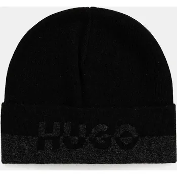Čepice Čepice s příměsí vlny HUGO Xiviso černá barva, 50545552 99X, vel. ONE SIZE