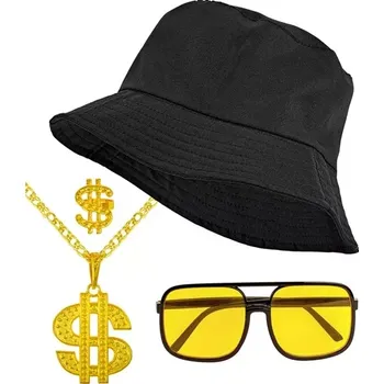 Karnevalový kostým Kostým Hip Hop / 90. léta (klobouk, brýle, náhrdelník, prsten)