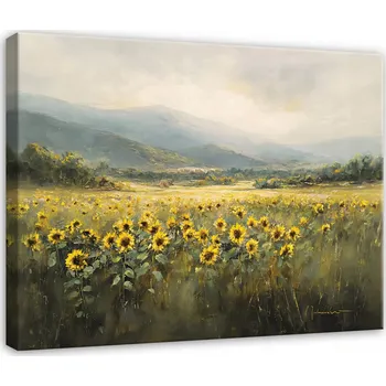 Obraz OBRAZ KVĚTINY SLUNEČNICE LOUKA DO LOŽNICE OBÝVÁKU KUCHYNĚ NA PLÁTNĚ 40x30