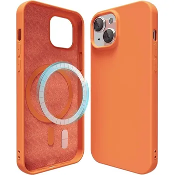 Pouzdro na mobilní telefon Prémiový barevný MagSafe silikonový obal pro iPhone 15 Barva: Oranžová