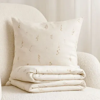 Povlečení HOMLA Povlečení z bavlny béžové s květinkami 160x200 cm