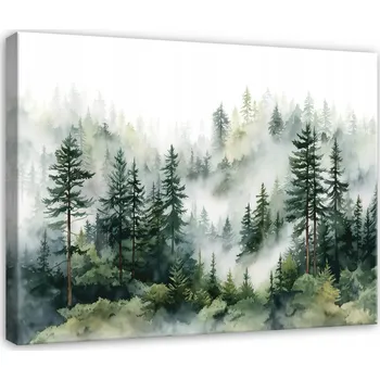 Obraz OBRAZ LES V MLZE STROMY KRAJINA DO LOŽNICE OBÝVÁKU KUCHYNĚ NA PLÁTNĚ 40x30