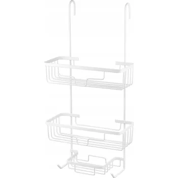 Koupelnový nábytek KOVOVÁ ZÁVĚSNÁ POLICE DO SPRCHY BÍLÁ - ZÁVĚSNÝ ORGANIZÉR DO KOUPELNY