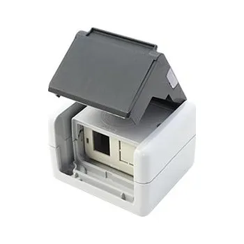 Elektroinstalační krabice TELEGARTNER Box plastový pro 2x Keystone modul, IP44, šedý (100021370) - 26.11.0158