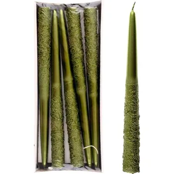 Svíčka Svíčka kónická vánoční 30cm, METAL, olivová