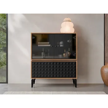 Komoda Moderní vitrína Narala 102, Barva: dub barokový jantárový / čierna MIRJAN 5903211438929