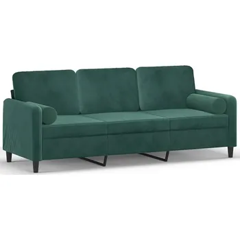 Pohovka Třímístná pohovka samet tmavě zelená, 198x77x80 cm