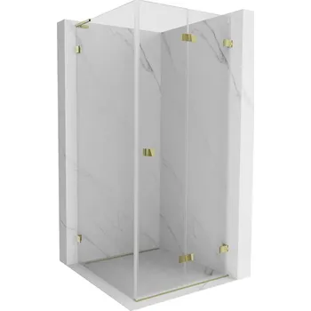 Mexen Lunar-F L skládací sprchový kout pravý 80 x 80 cm, transparentní, zlatý - 836L-080-080-50-00-P Sprchové kouty