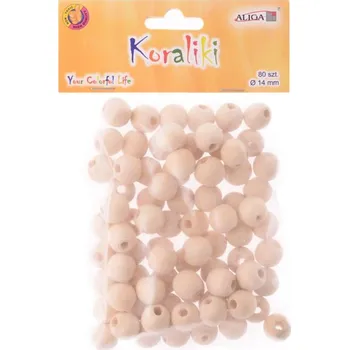 Dětské navlékací korálky Korálky 1,4cm,80ks přírodní, dřevěné