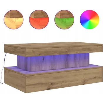 Konferenční stolek Konferenční stolek s LED osvětlením, dub, 90x50x40 cm