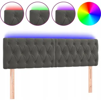 Čelo postele LED sametové 160x78/88 cm, tmavě šedé