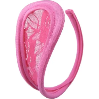 Dámské erotické prádlo SuperLove Invisible Strapless C String Transparent Floral Lace Pink