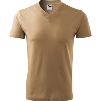 Pánské tričko V-neck tričko unisex XXL písková