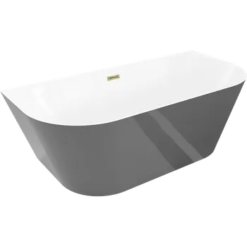 Vana Mexen Oval Slim volně stojící přisazená vana 170 x 80 cm, bílá/šedá, přepad zlatý - 52661708062-50 Volně stojící vany
