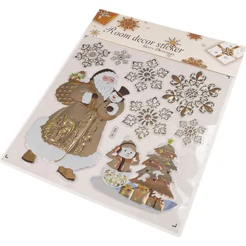 Vánoční dekorace Vánoční samolepky plastické 3D na okna a dveře Varianta: 11 zlatá tmavá Santa, Balení: 1 karta