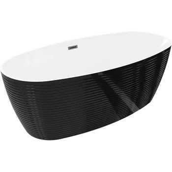 Vana Mexen Lira volně stojící vana vzor 170 x 80 cm, bílá/černá, přepad černý - 52831708075-70 Volně stojící vany