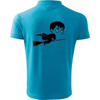 Pánská košile Harry obrázek na koštěti - Polokošile pánská Pique Polo 203 - 5XL ( Světlý tyrkys )