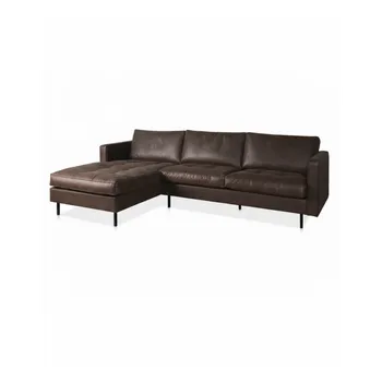 Pohovka Hnědá rohová sedací souprava z pravé kůže Nexus levá